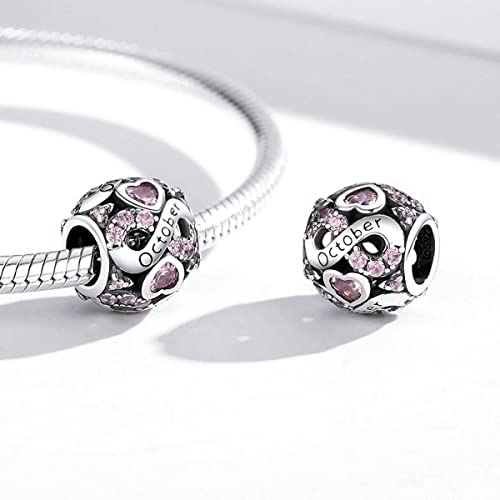 WOSTU 925 Sterling Silver Birthstone Bead Charm Jewelry for Charms Bracelets for Women Mother Sister for Gifts for Birthday Mother's Day Thanksgiving Christmas3