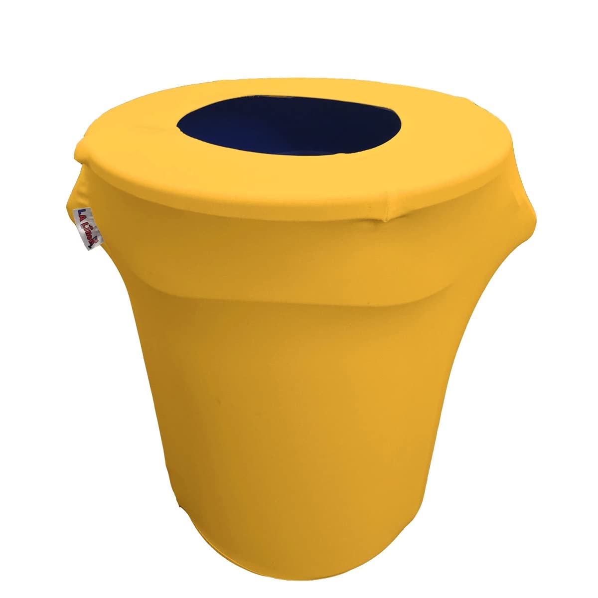 LA Linen Stretch Spandex Fitted Trash Can Cover 32-Gallon Round, Bin Waste Container Cover, Outdoor Indoor Patio Backyard Decor, Yellow