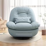 COOSLEEP Oversized Power Swivel Recliner Chair Rocker with 43.5'' Oversized Sitting Width and 270° Swivel,360° Surround Sound and Breathing Lighting,Comes with a 3-in-1 Pillow, 350 Lbs Capacity(Blue)