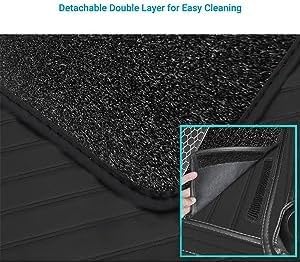 Image of 9D Premium Leatherette Car Foot Mat for Volkswagen Taigun || Luxury Leather with Grass Mat Complete Set || 100% Waterproof and Washable || Custom Fitted Car Floor Tray Mat - (Beige)