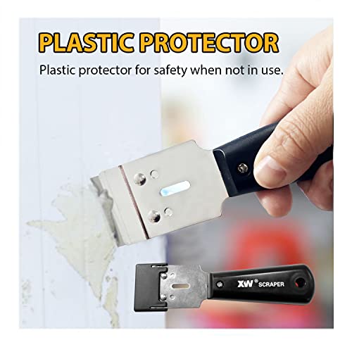 Xw Folding Paint Scraper, Multi-Functional Metal Scraper Tool, Heavy Duty Putty Knife, Extra 10 Pcs Razor Blades Included, 2-Pack #TOP2