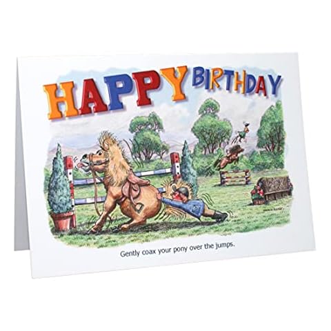 Happy Birthday Horses & Ponies Humour Cartoon A5 Funny Blank Greeting Card by Armand Foster Cover
