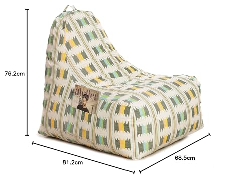 Image of Style Homez Hackey Cotton Canvas Ikat Printed Bean Bag XXL Size Filled with Beans Fillers