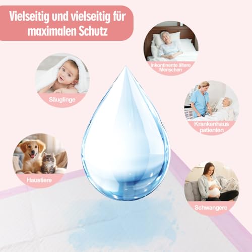 100 Stück Baby Inkontinenzunterlage Wickelunterlage Einweg, 33 × 45 cm Baby Wickelauflage, Changing Mat für Unterwegs, Hygienisch mit Superabsorber, Weich,Wasserdicht, Atmungsaktiv