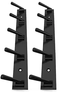PROMIXO Premium Stainless Steel Black 5 Pin Cloth Hanger Wall Mounted Bathroom Cloth Hanger,Coth Wall Hook,Door Hooks Rail for Hanging Keys,Clothes,Towel (Pack of 2)