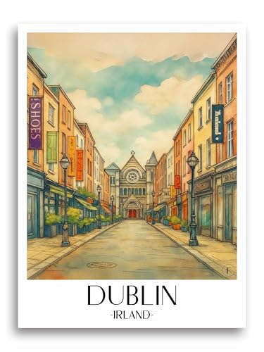 Poster de voyage Dublin Irlande favplace - Cadeau souvenir impression d'art DIN A4-A1
