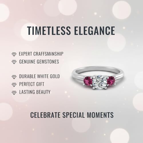 Image of Choose Your Gemstone Classic Three Stone Ring 925 Sterling Silver Round Shape 3 Stone Engagement Rings Everyday Jewelry Wedding Jewelry Handmade Gifts for Wife US Size 4 to 12