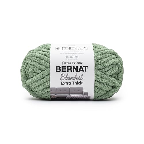 Bernat Blanket Extra Thick Green Frost Yarn - 1 Pack of 21.12oz/598.74g - 100% Polyester - #7 Jumbo - 72 Yards - Chunky Yarn for Hand Knitting, Crocheting, Crafts & Amigurumi