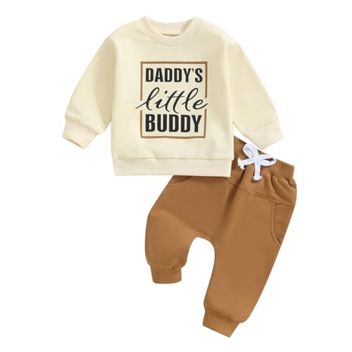 Image of Brvxia Toddler Baby Boy Clothes Set Letter Print Long Sleeve Sweatshirt Pullover Casual Pants 2Pcs Winter Outfits