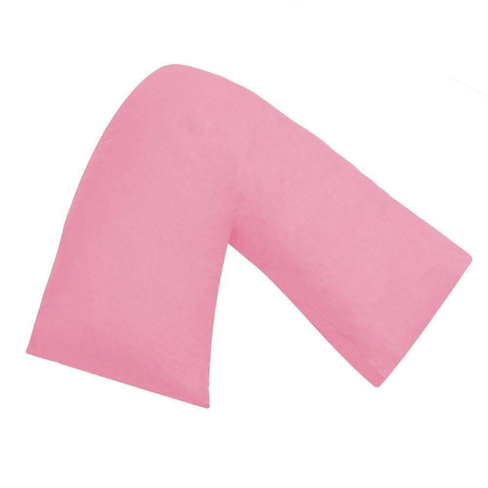 AMBERLINNEN LTD V SHAPED PILLOW CASE COVER - PREGNANCY MATERNITY ORTHOPAEDIC SUPPORT NURSING Set Of 2 (Pink)