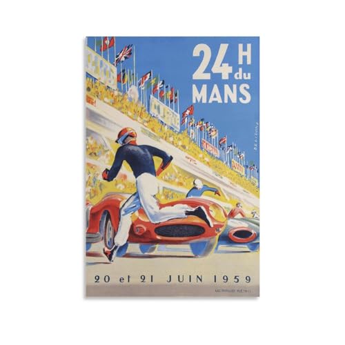 Fkknpvr Vintage Poster,Car Poster Racing Art 1959 Le Mans 24 Hours Posters Canvas Wall Art Prints For Wall Decor Room Decor Bedroom Decor Gifts Posters 16X24Inch(40X60Cm) Unframe-Style cover