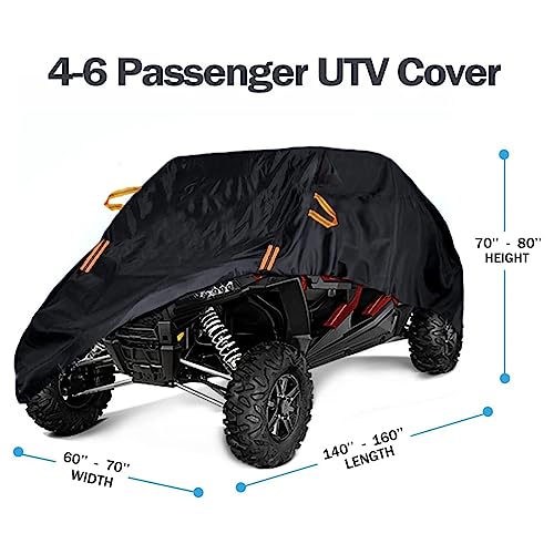Utv Cover Waterproof Heavy Duty 4-6 Seater Cover Black Oxford Cloth Protection Utv Covers For Polaris Rzr Mahindra Can-Am Defender All Weather Side By Side Cover Utv Accessories #TOP2