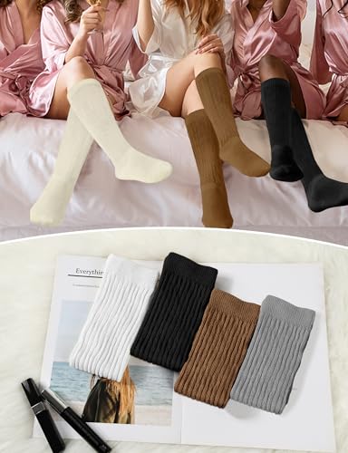 Image of Buauty Slouch Socks for Women, Soft Extra Long Chunky Scrunch Knee High Sock Winter Knit Slouchy Socks Leg Warmmers