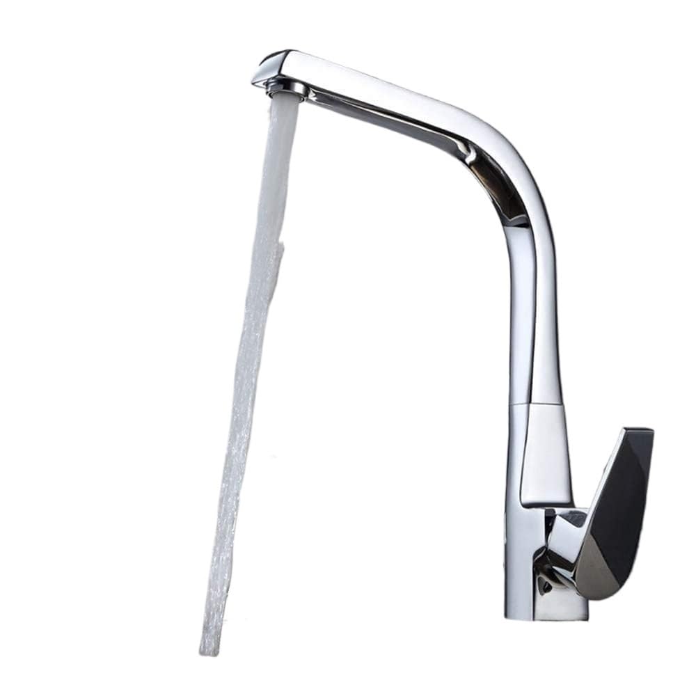 Mitigeur lavabo pivotant 360 avec écoulement cascade visuel et levier unique fluide