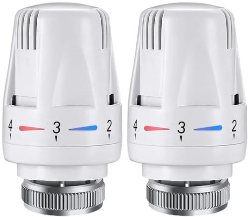 Litensh 2PCS Tete Radiateur Thermostatique M30 x 1,5 Valves Thermostatiques pour Radiateur, Tête de Remplacement de Vanne de Thermostat de Radiateur pour Maison Bureau