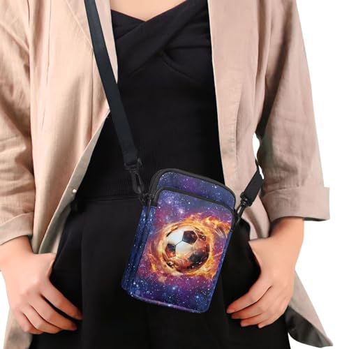 HUGS IDEA Fire Soccer Ball Print Mini Messenger Bag Small Crossbody Purse with Adjustable Straps for Men Boys Lightweight Purse4