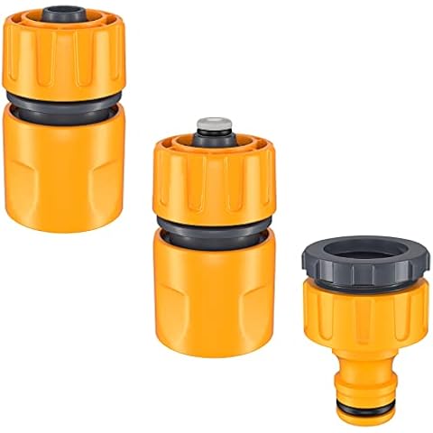 HOMOZE Hose Connector Plastic Garden Hose Fitting Set, 1x Hose End connector,1x Waterstop Connector,1x Two-in-one Adapter(4/3,1/2 Fittings) for Garden Hose & Faucet Connections Cover