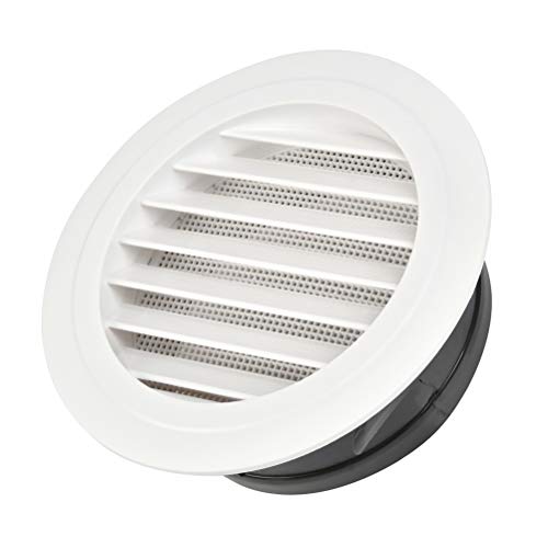 FOCCTS Air Vents Louver 8 Inch, ABS Round Vent Louver Grille Cover White Soffit Vent with Built-in Fly Screen Mesh for Kitchen, Bathroom, Office