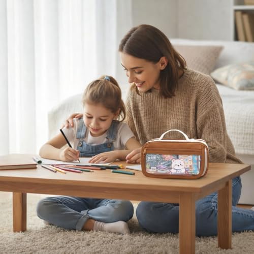 Image of Zqiue Bear Pencil Case, Large Capacity Multi-Compartment Pen Pouch for GILR & Boys