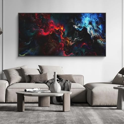 Peinture à l'huile nuage noir et rouge tableau sur toile géant encadré salon