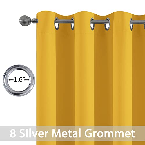 Bedroom Half Window Curtains - Home Decoration Short Drapes Eyelet Top Draperies(Mustard Yellow, 52Wx36L, 2 Panels)