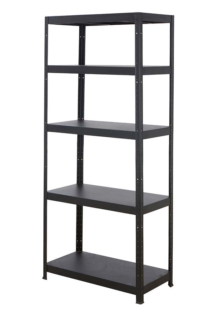 BiGDUG Black Steel Garage Shelving | 1800h x 800w x 400d mm | 5-Tier Shelving Unit | 450kg Per Bay UDL | 90kg Load Per Shelf | Adjustable Shelves