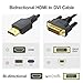 DVI to HDMI Cable 6ft Bi-drectional Braided Sheath Cord Male to Male Full HD 1080P@60Hz Plug-and-Play for Laptop Computer Gaming Console Graphics Card to Projector Monitor TV