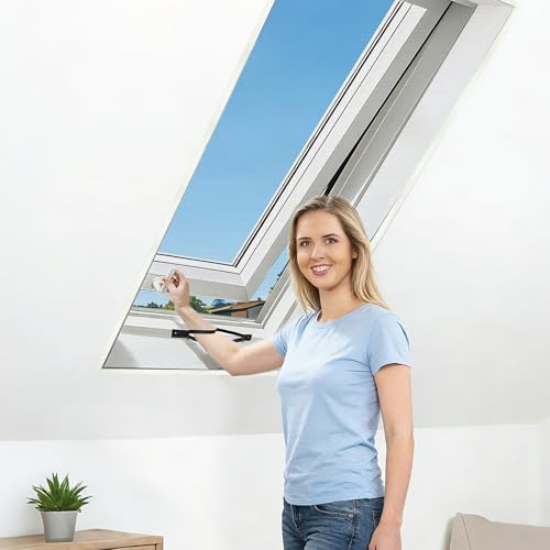 Apalus Dachfenster Fliegengitter, Hochwertiges Fliegennetz mit Reißverschluss, Mückennetz & Moskitonetz für Fenster, Verstärktes & Langlebiges Insektenschutznetz für Klappfenster bis 130x150, Schwarz