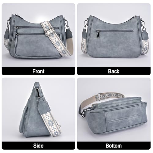Image of Crossbody Purses for Women Trendy Leather Crossbody Bag,Multi Pocket Shoulder Handbag Lightweight Travel Purse