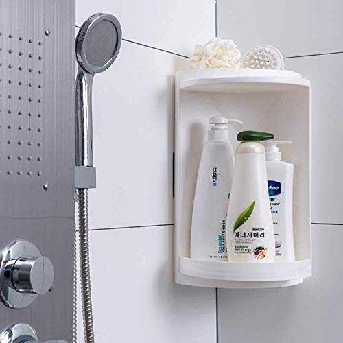 Image of VBM 360 Rotating Corner Shelves,3 Tier Storage Cabinet Towel Holder Rack, Corner Cabinets with Doors and Shelves for Bathroom Bathtub Toilet Table