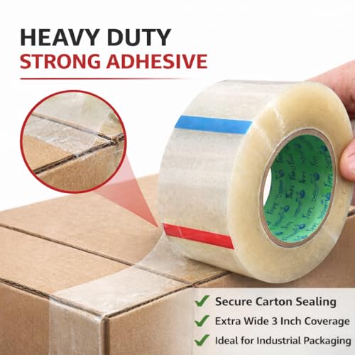 Image of Clear BOPP Packing Tape 3 Inch x 300 Meter Pack of 2 Rolls | Heavy Duty Clear Carton Sealing Tape for Industrial Ecommerce Shipping and Warehouse Use