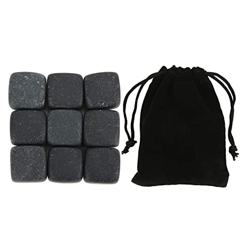 Whiskey Stones Chilling Rocks Beverage Cooler Set, Basalt Beverage Chilling Stones with Storage Bag, Reusable Ice Cubes for Drinks, Whiskey Chilling Stones Ice Stones for Drinks(#1)