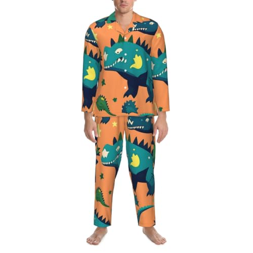 Pijama de hombre de dinosaurio conjunto dos piezas transpirable y cómodo 5