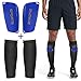 Dokpav Parastinchi da calcio calzino + Parastinchi da calcio plastica Calcio parastinchi mazzo Calzini manicotto fisso maniche -Bambino adolescente adulto-Partita di calcio (adulto：Nero + blu)