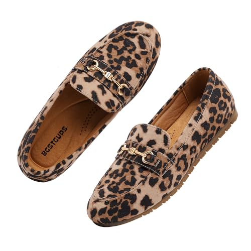 Image of BGSTGUDS Women's Wide Loafers Shoes Cute Dressy Shoes Ladies Comfort Slip Ons Work Shoes