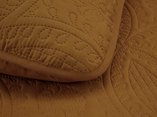 Image of Chezmoi Collection Austin 3-Piece Oversized Bedspread Coverlet Set (King, Spice)