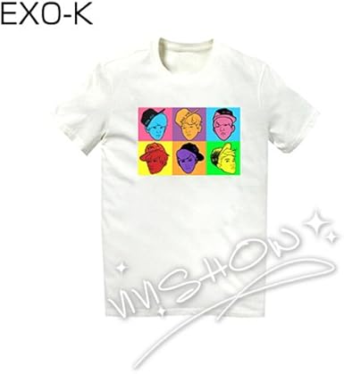 Amazon Exo エクソ ご愛着 メンバー 顔イラスト プリントtシャツ 韓国スター 服 韓流グッズ Exoグッズ Exo風 Tシャツ カットソー 通販