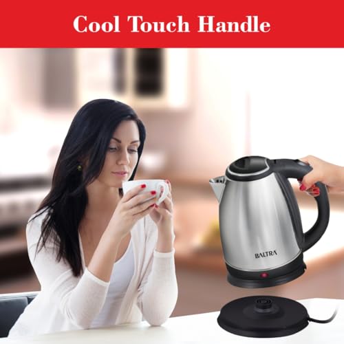 Image of BALTRA Electric Kettle 1.8 L Supreme | 1350 Watt Stainless Steel Body with Auto Shut Off Feature Used for Boiling | Hot Water Kettle 360 Power Base Cool Touch Handle Ketley I 2 Year Warranty