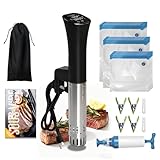 Sous Vide Cooker, Wine Chiller, 1000W, Sous Vide Machine for Kitchen, Immersion Circulator, Sous Vide Kit with Vacuum Bags, Vacuum Pump, Accurate Temperature Timer, Fast Heating