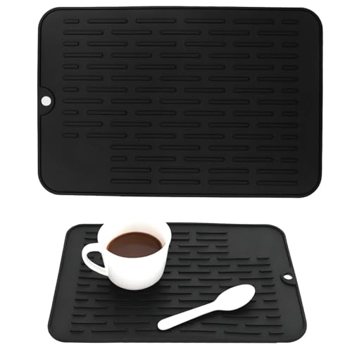 KQDRAVINE Tapis Egouttoir Vaisselle Absorbant Silicone, 30 × 20 CM Tapis de Bar, Tapis Evier Cuisine Egouttoir Pour Cuisine, Comptoir de Bar, Tapis Pour...