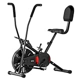 Lifelong Air Bike Exercise Cycle for Home Gym | Dual Action Stationary Cardio Bike for Full Body Workout| Adjustable Cushioned Seat with Backrest |Moving Handles & Anti-Skid Pedals |Max User Weight 125 kg