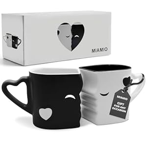 MIAMIO Coffee MugsKissing Mugs Bridal Pair Gift Set for WeddingsBirthdayAnniversary with Gift Box Black