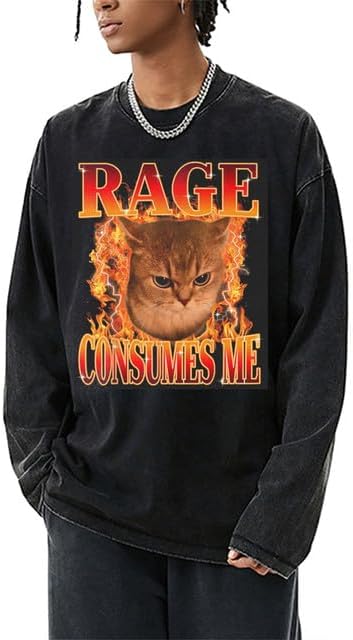 Bellelement Vintage Rage Consumes Me Cat Meme Shirt Funny Cat Sweatshirt