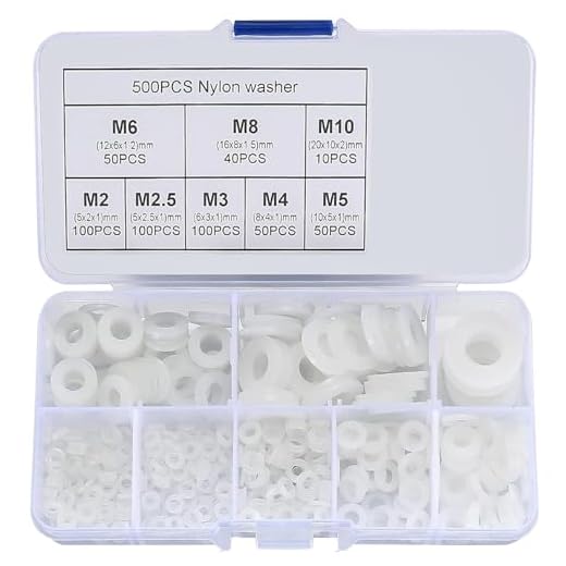 WUBAYI 500 Piezas Arandelas de Nylon Blanco, Surtico Arandelas Plásticas Planas para Fontanería, Grifería & Reparaciones Mecánicas, Tamaños M2, M2.5, M3, M4, M5, M6, M8, M10