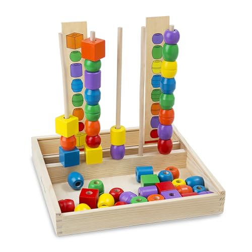 Image of Melissa & Doug Bead Sequencing Set with 46 Wooden Beads and 5 Double-Sided Pattern Boards (Pack of 6)