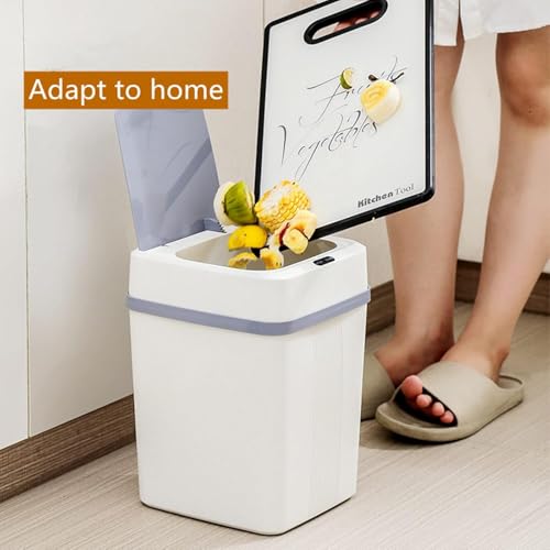 Image of House of Quirk Plastic Smart Automatic Motion Sensor Rectangular Trash Can Square 12 Litre For Bathroom, Bedroom, Kitchen, Office - White