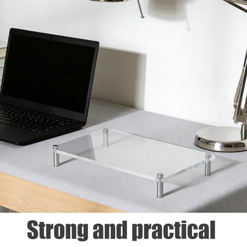 Support écran ordinateur portable étagère rangement acrylique bureau moderne - 6