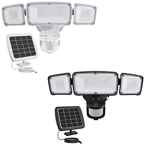 GLORIOUS-LITE Solar Motion Lights Outdoor, 1600LM Solar LED Motion Sensor Light with 3 Adjustable Head, 5500K, IP65 Waterproof Flood Light for Backyard, Pathway & Patio, including 2 Security Lights Cover