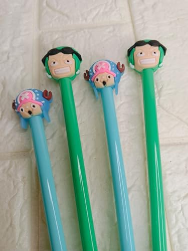Image of Gifts- Anime One Piece Gel Pen Set with Comfortable Grip For Smooth Writing | Kids Adults Student Office Supplies Set of 4 Black Ink