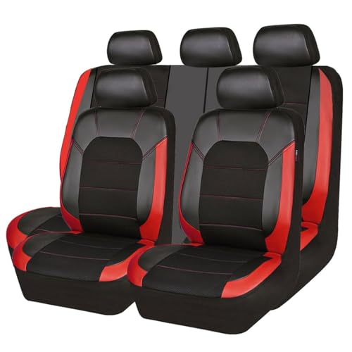 SUIVETUY 9 Pcs Car Seat Cover for Kia Soul III 2019 2020 2021 2022 2023 2024 2025, Full Set Leather Seat Covers Full Coverage Breathable Comfortable Seat Protectors Accessories,Red